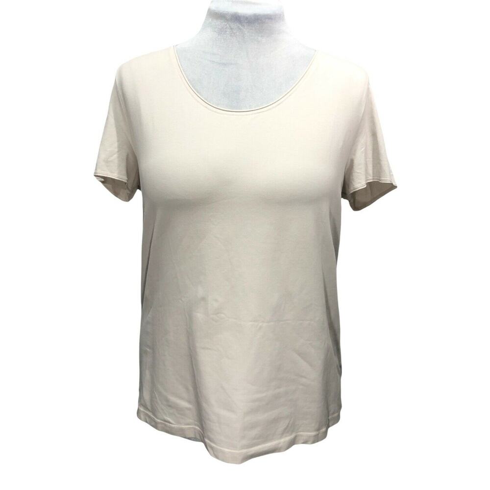 Oska Womens Size 5 14/16 Cream Jersey Stretch Roll Collar T-Shirt 14056814127